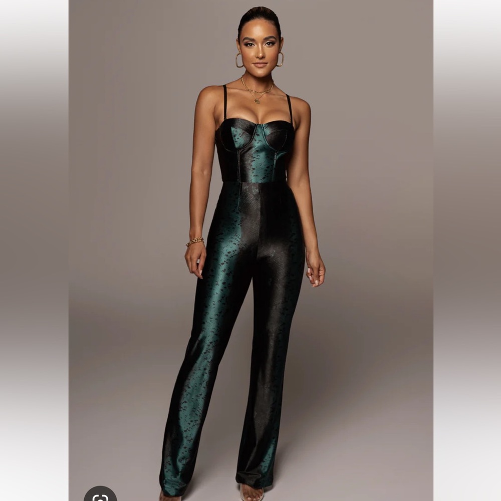 JLUXLABEL Snakeskin Set - Top/Bottoms - S - Black/Green